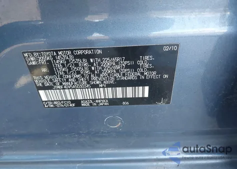 2010 Toyota Rav4 z USA, uszkodzony, nr VIN JTMBF4DV5A5030345